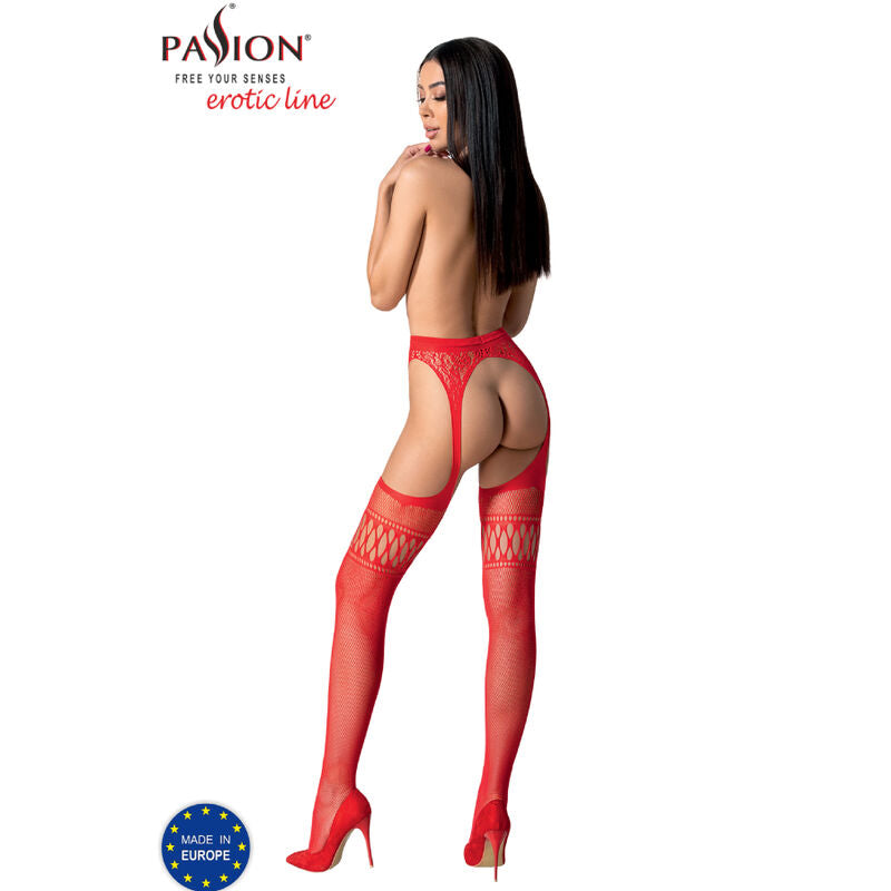 Passion Woman Garter & Stock Passion - S026 Black Tights With Garter One Size