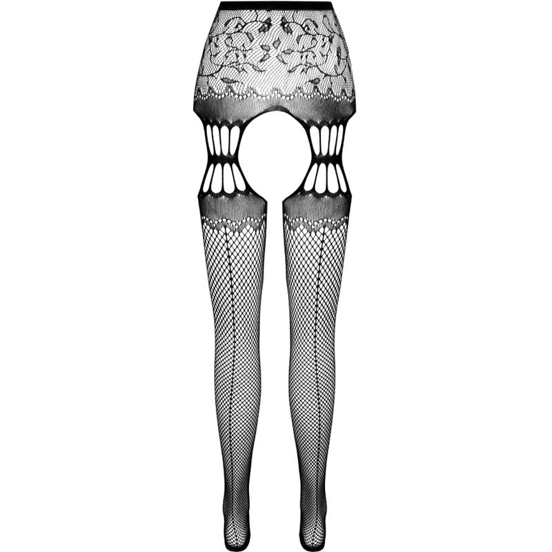 Passion Woman Garter & Stock Passion - S027 Black Tights With Garter One Size