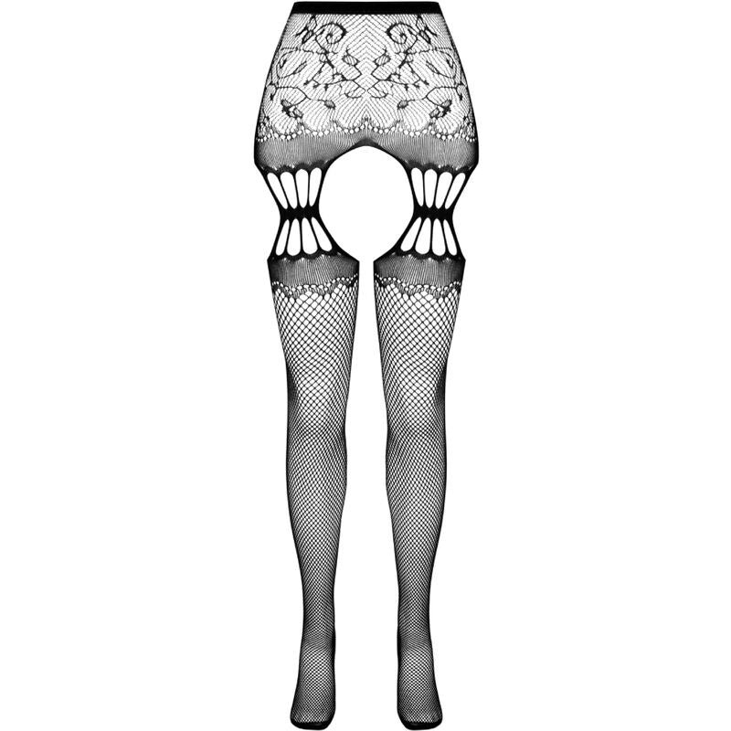 Passion Woman Garter & Stock Passion - S027 Black Tights With Garter One Size