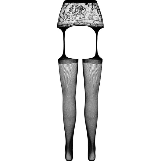 Passion Woman Garter & Stock Passion - S028 Medias Con Liguero Negro Talla Unica
