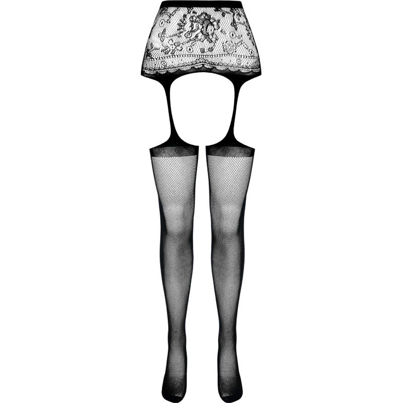 Passion Woman Garter & Stock Passion - S028 Medias Con Liguero Negro Talla Unica