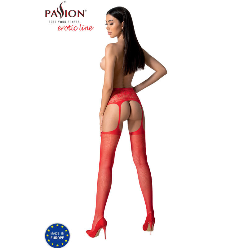 Passion Woman Garter & Stock Passion - S028 Medias Con Liguero Negro Talla Unica