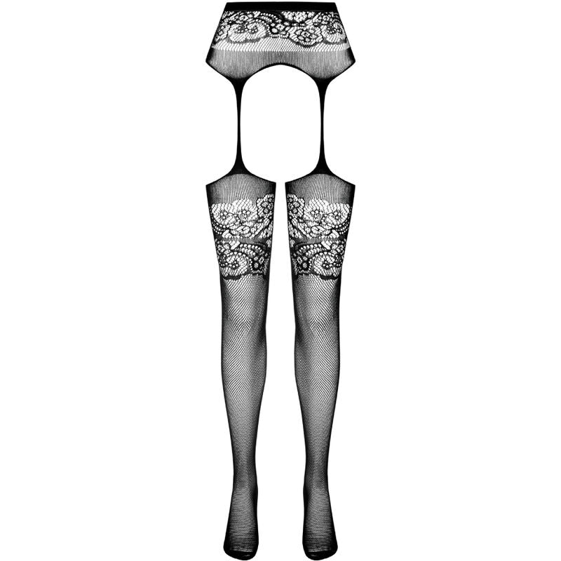 Passion Woman Garter & Stock Passion - S029 Black Tights With Garter One Size
