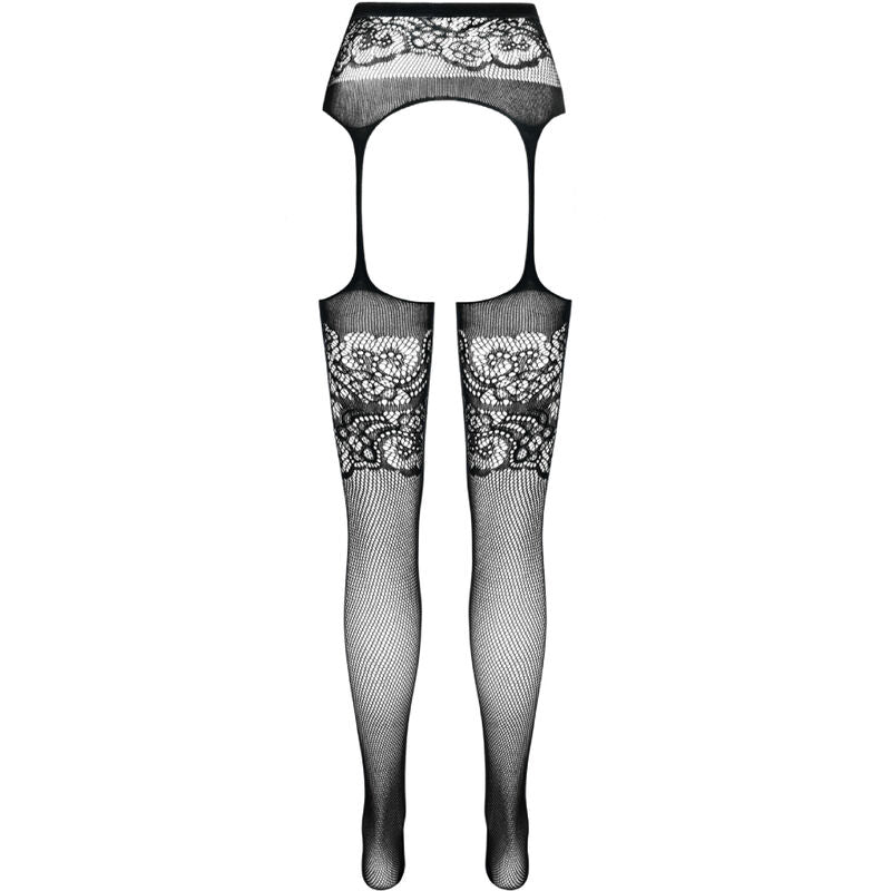 Passion Woman Garter & Stock Passion - S029 Black Tights With Garter One Size