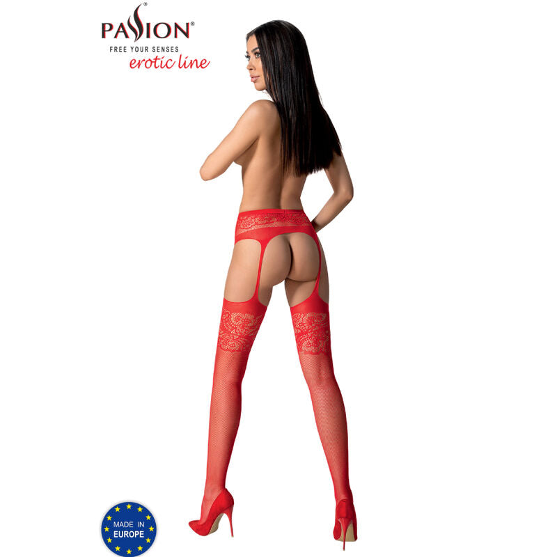 Passion Woman Garter & Stock Passion - S029 Black Tights With Garter One Size