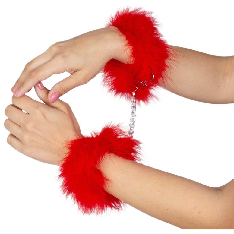 Secretplay 100% Fetish Secretplay - Red Marabou Handcuffs