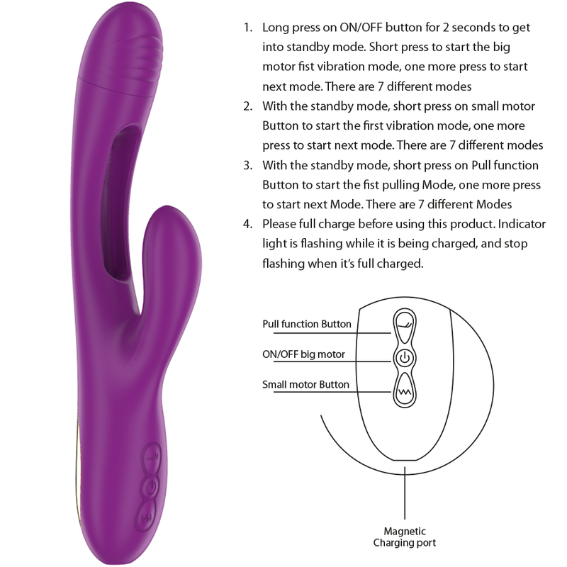 Intense Fun Intense - Apolo Rechargeable Multifunction Vibrator 7 Vibrations With Swinging Motion Purple