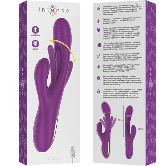 Intense Fun Intense - Apolo Rechargeable Multifunction Vibrator 7 Vibrations With Swinging Motion Purple