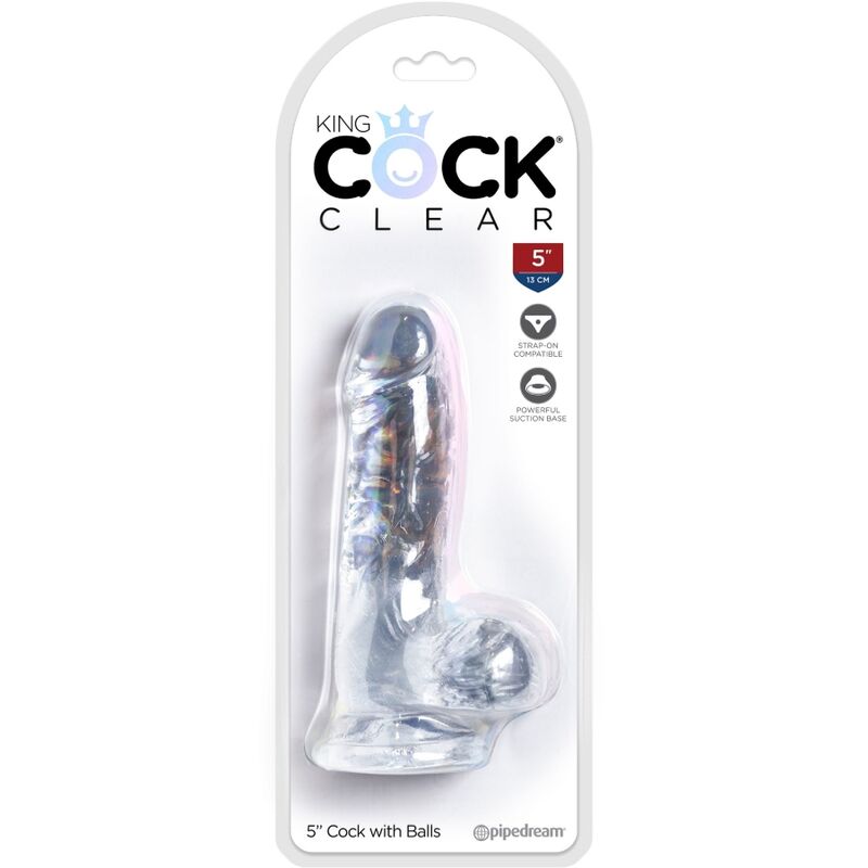 King Cock Clear Realistic Penis With Balls 10.1 Cm Transparent