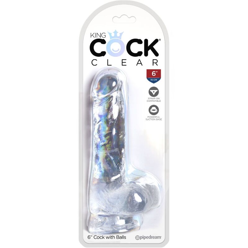 King Cock Clear Realistic Penis With Balls 13.5 Cm Transparent