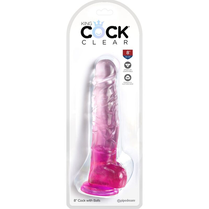 King Cock Clear Realistic Penis With Balls 16.5 Cm Pink