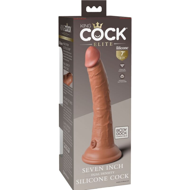 King Cock Elite Realistic Silicone Dildo 17.8 Cm Caramel