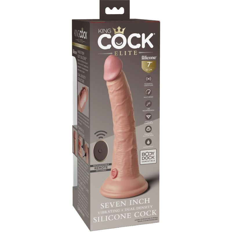 King Cock Elite Realistic Dildo Vibrator & Silicone Remote Control 17.8 Cm