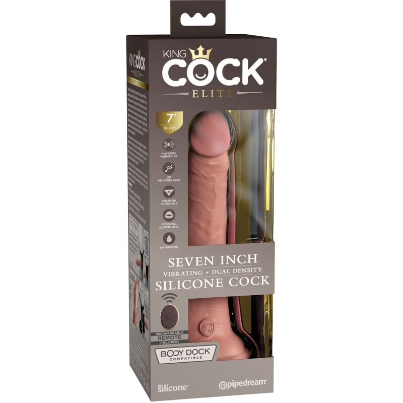 King Cock Elite Realistic Dildo Vibrator & Silicone Remote Control 17.8 Cm