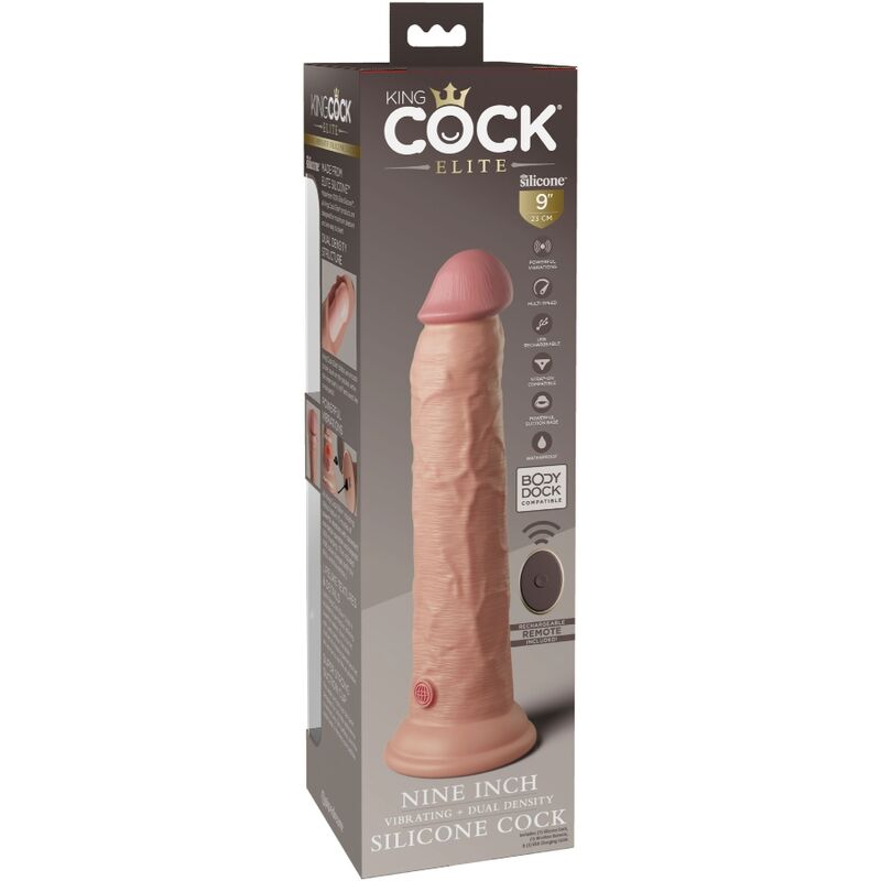 King Cock Elite Realistic Dildo Vibrator & Silicone Remote Control 23 Cm