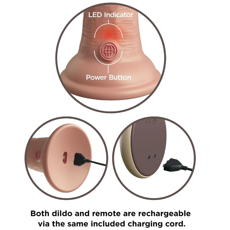King Cock Elite Realistic Dildo Vibrator & Silicone Remote Control 23 Cm