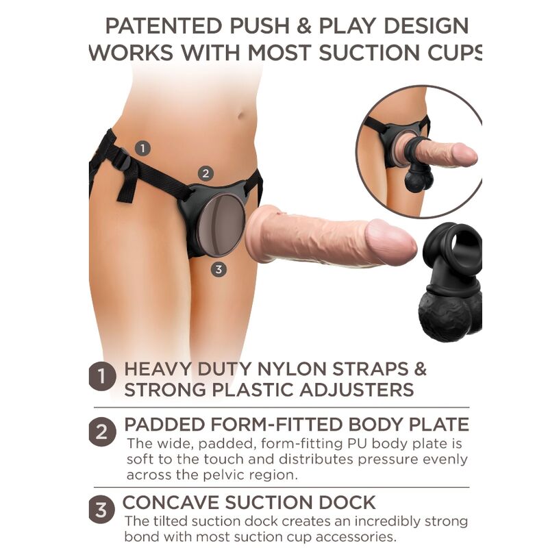 King Cock Elite Deluxe Adjustable Harness Kit Ring With Testicles & Dildo 20.3 Cm