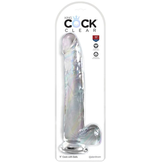 King Cock Clear Dildo With Testicles 24.8 Cm Transparent