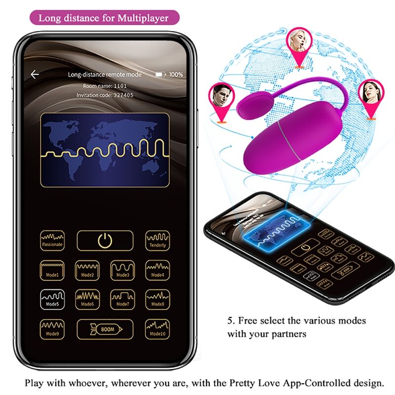 Pretty Love Bottom Pretty Love - Nymph Vibrating Egg App Controlled Purple