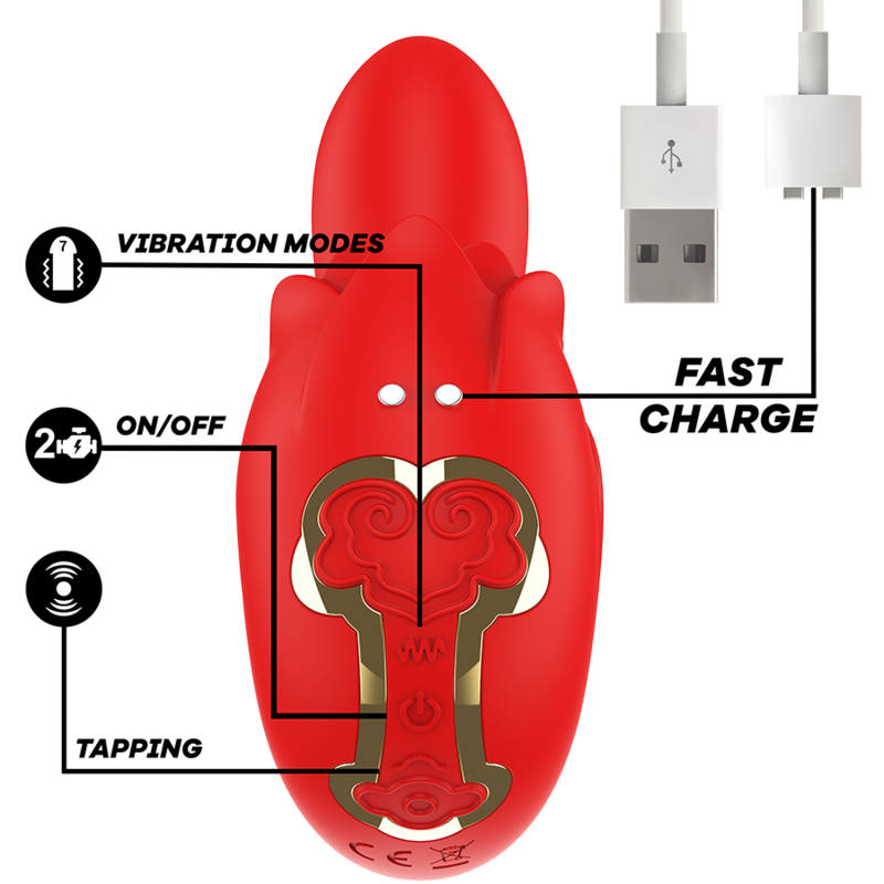 Mia Selena Stimulator Vibrating + Tapping Red