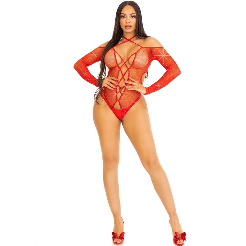 Leg Avenue Bodystockings Leg Avenue - Body Crothless With Gloss Red