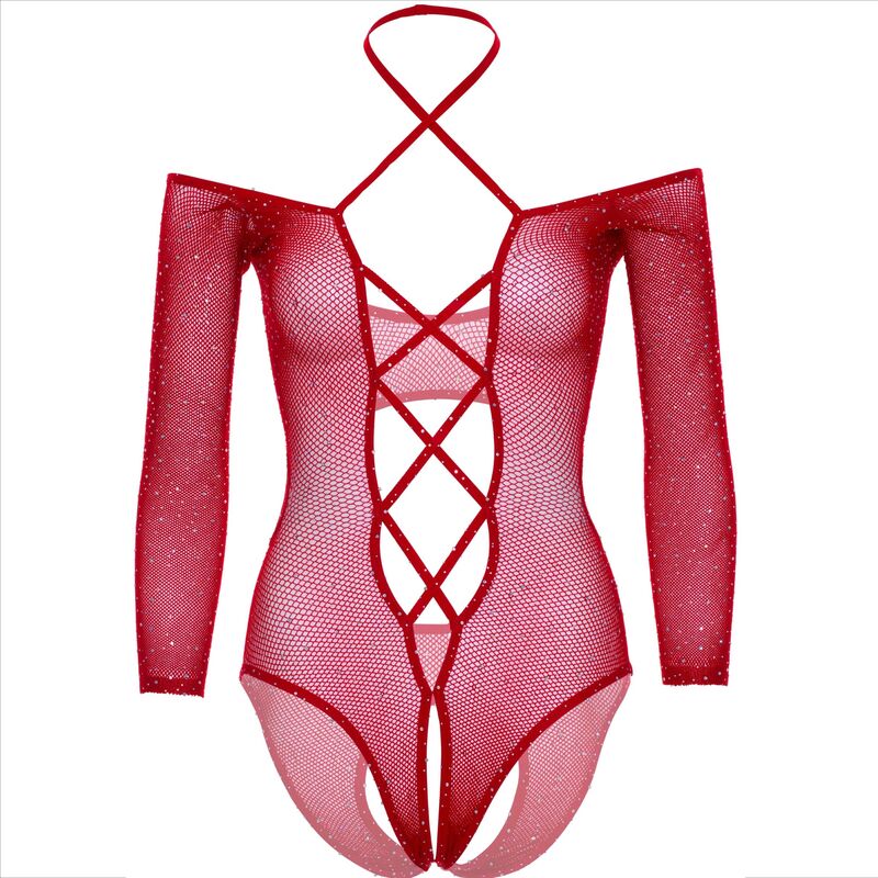 Leg Avenue Bodystockings Leg Avenue - Body Crothless With Gloss Red