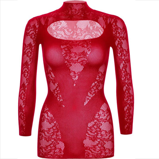 Leg Avenue Dresses Leg Avenue - Mini Dress With Lace Long Sleeve Red
