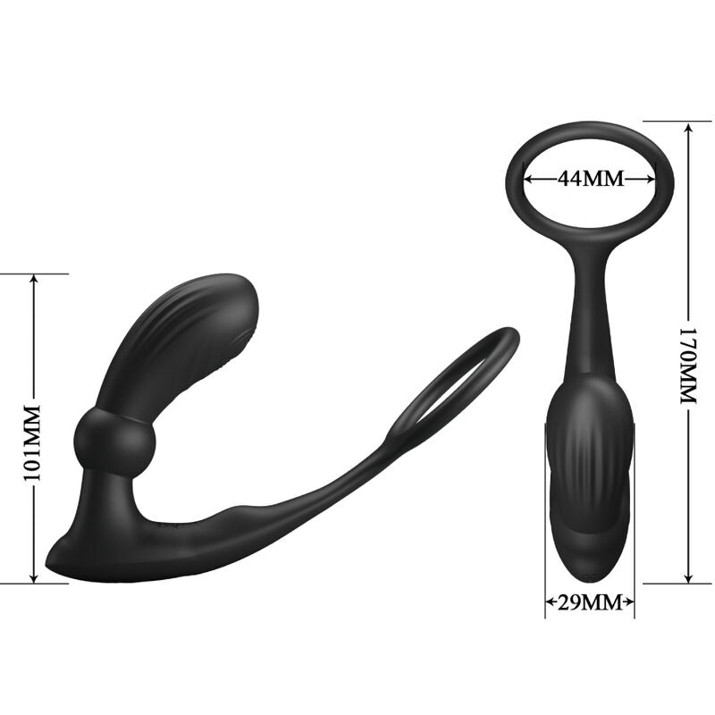 Pretty Love Bottom Pretty Love - Warren Black Anal Ring & Vibrator
