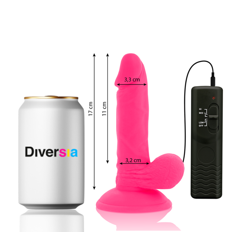 Diversia Flexible Vibrating Dildo Pink 17 Cm -O- 3.3 Cm