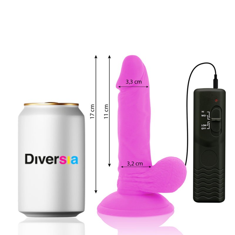 Diversia Flexible Vibrating Dildo Purple 17 Cm -O- 3.3 Cm