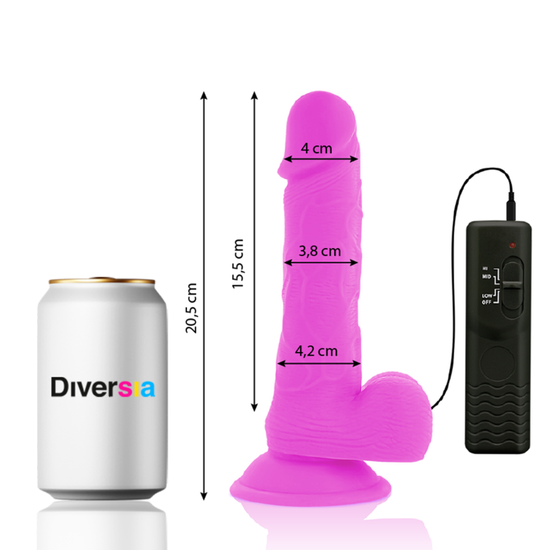 Diversia Flexible Vibrating Dildo Purple 20.5 Cm -O- 4.2 Cm