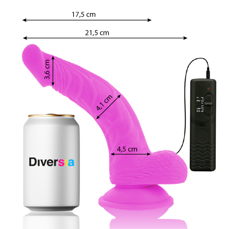 Diversia Flexible Vibrating Dildo Purple 21.5 Cm -O- 4.5 Cm