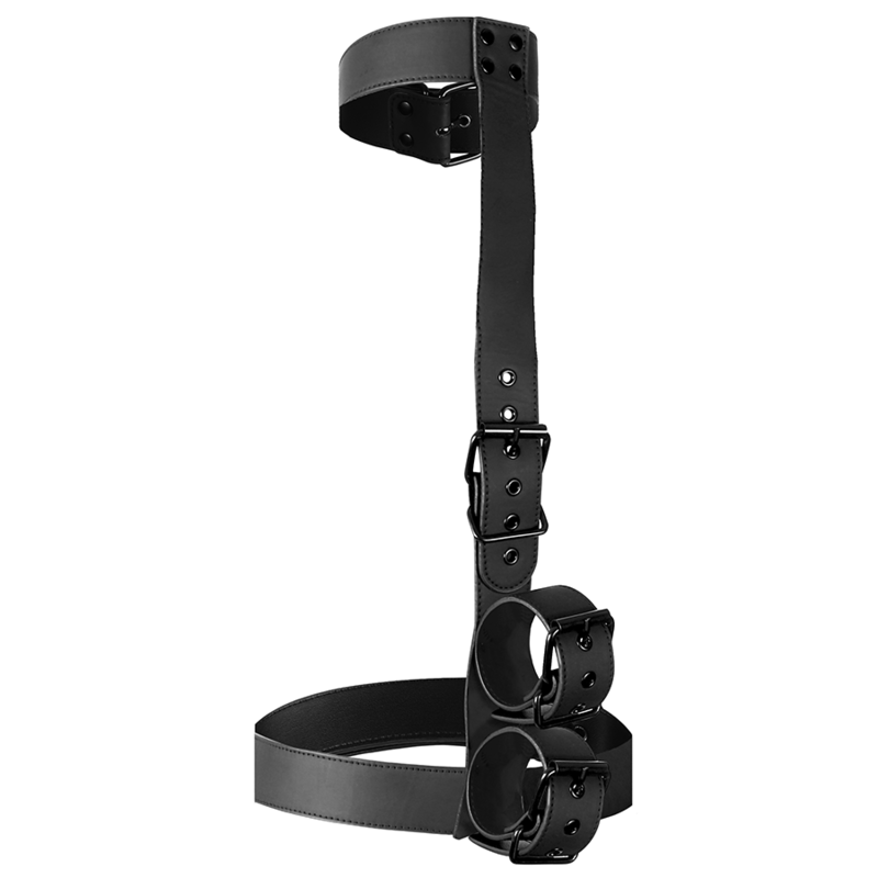 Fetish Submissive Bondage Collar & Wrist Cuffs Body Restraint Set