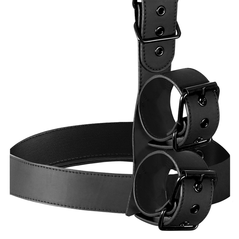 Fetish Submissive Bondage Collar & Wrist Cuffs Body Restraint Set