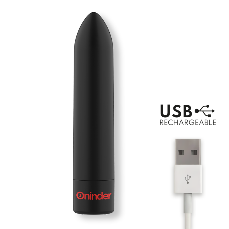 Oninder Berlin Bullet Vibrator Black 9 Modes 8.5 X 2 Cm - Free App
