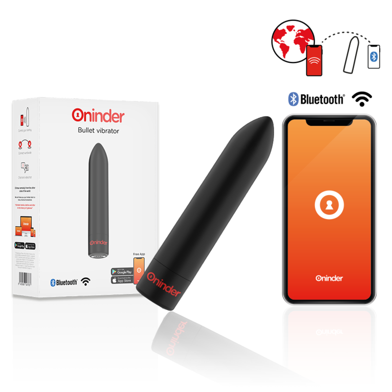 Oninder Berlin Bullet Vibrator Black 9 Modes 8.5 X 2 Cm - Free App