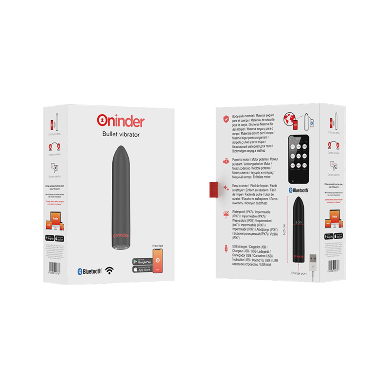 Oninder Berlin Bullet Vibrator Black 9 Modes 8.5 X 2 Cm - Free App