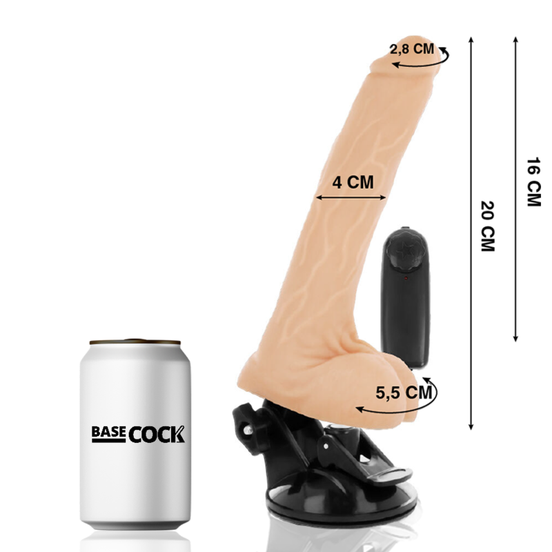 Basecock Realistic Natural Remote Control Vibrator With Testicles 20 Cm -O- 4 Cm