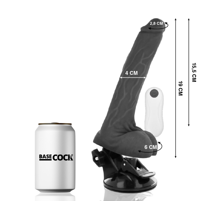 Basecock Realistic Vibrator Remote Control Flesh 19 Cm -O- 4 Cm