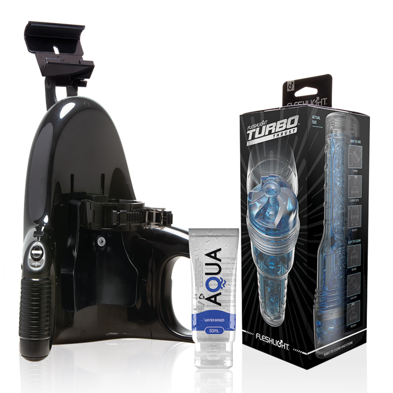 Fleshlight Turbo Thrust Blue Ice + Universal Launch + Aqua Quality Lubricant 50 Ml