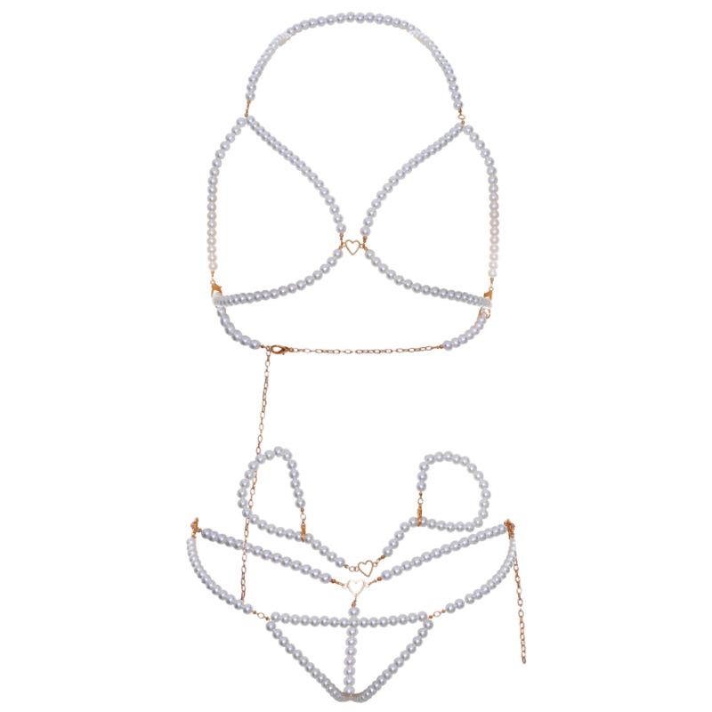 Leg Avenue Kink Leg Avenue - Bra Wristbands & Pearl Thong Set