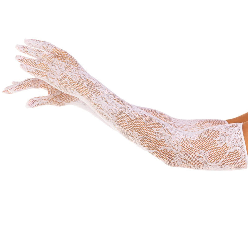 Leg Avenue Hosiery Leg Avenue - Guantes Red Floral Blanco
