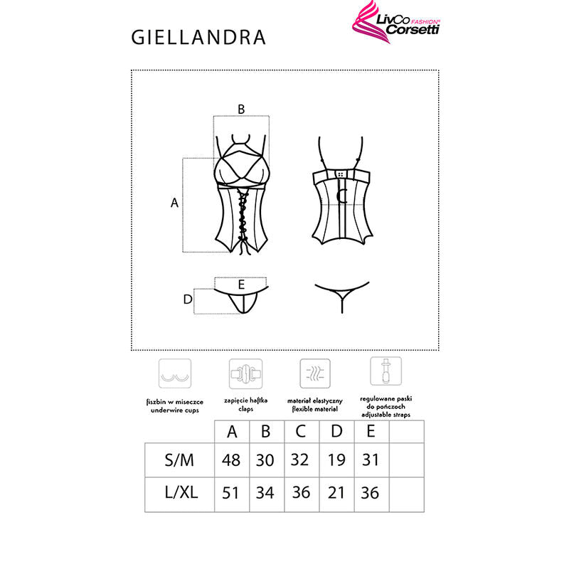 Livco Corsetti Sets Livco Corsetti Fashion - Giellandra For The Senses Collection Corset + Panty Negro