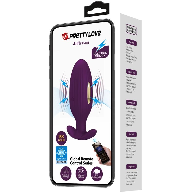 Pretty Love Bottom Pretty Love - Jefferson App Controlled Anal Plug Purple