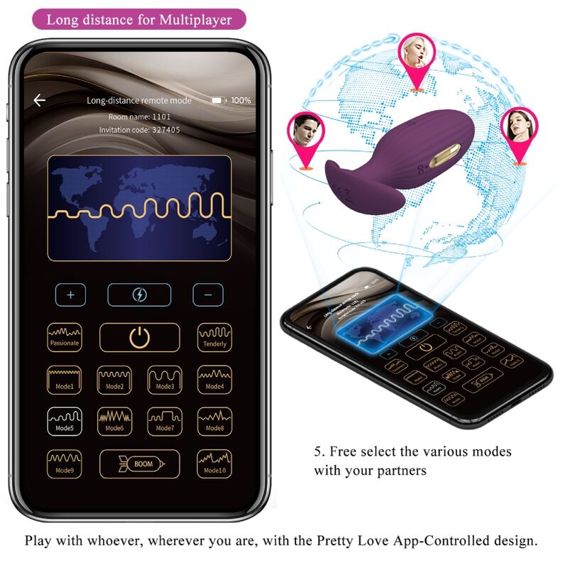 Pretty Love Bottom Pretty Love - Jefferson App Controlled Anal Plug Purple