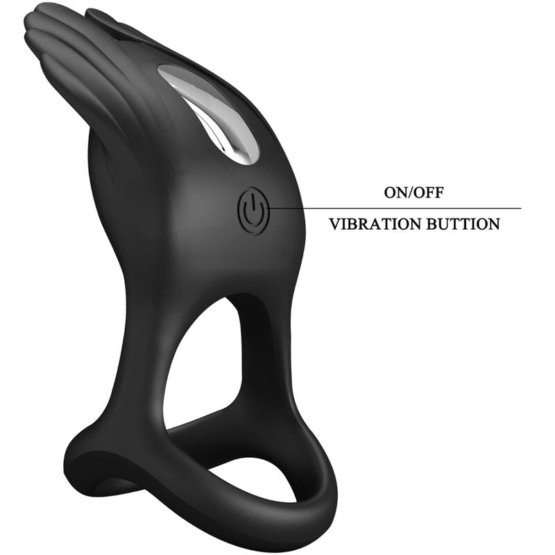 Pretty Love Male Pretty Love - Silas Vibrant Penis Ring 7 Vibrations Black Silicone