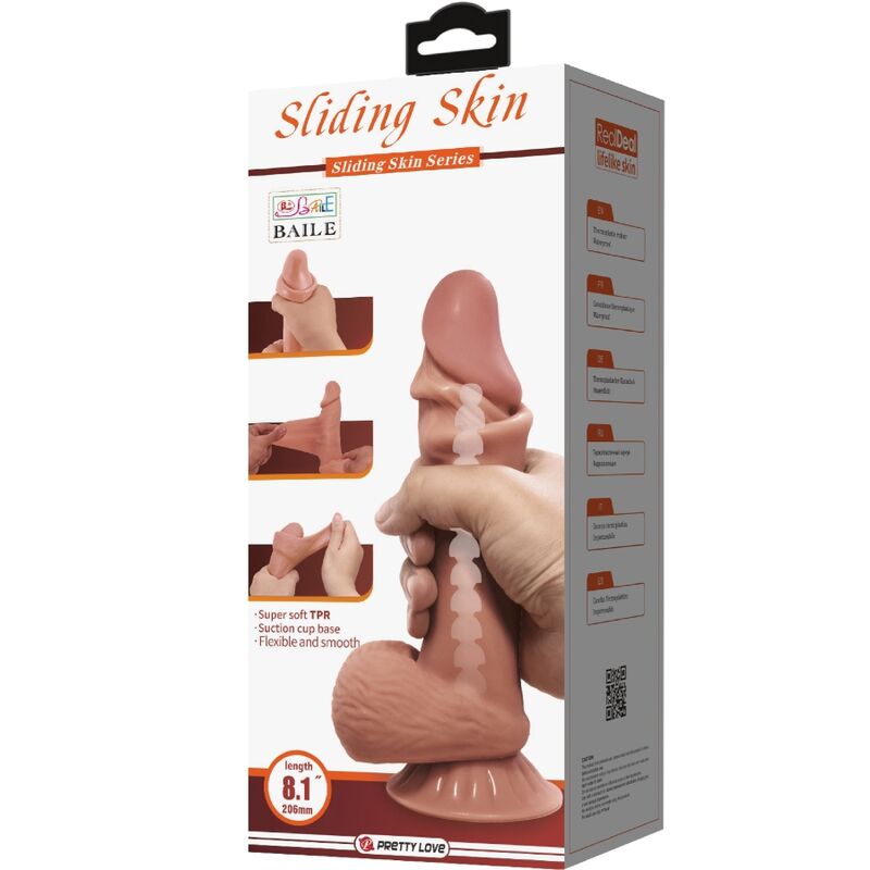 Pretty Love High Grade Pretty Love - Sliding Skin Series Realistic Dildo With Sliding Brown Skin Suction Cup 19.4 Cm