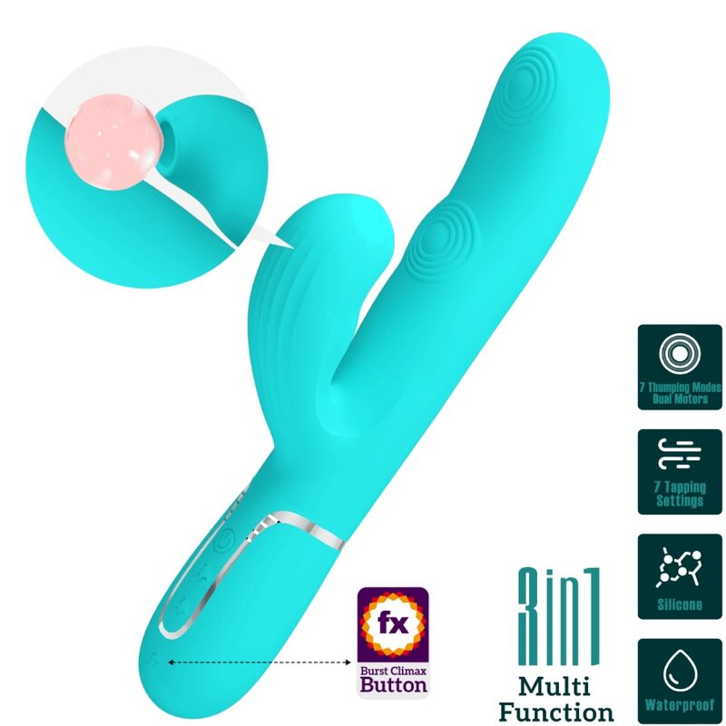 Pretty Love Flirtation Pretty Love - Perlita Multifunction 3 In 1 G-Spot Vibrator Aqua Green