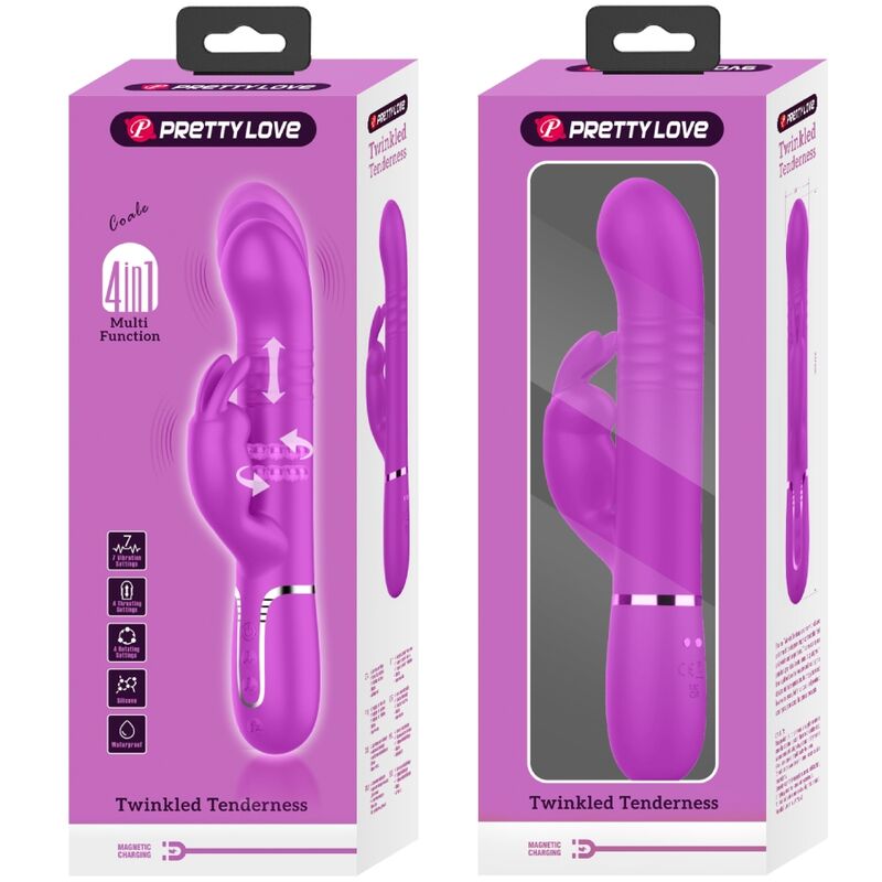 Pretty Love Coale Twinkled Tenderness 4in1 Rotating & Thrusting Rabbit Vibrator Pink