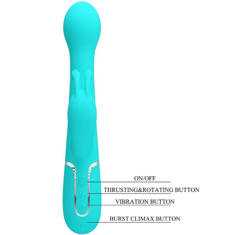 Pretty Love Flirtation Pretty Love - Dejon Rabbit Vibrator 3 In 1 Multifunction Aqua Green